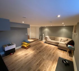wood floor and painting basement